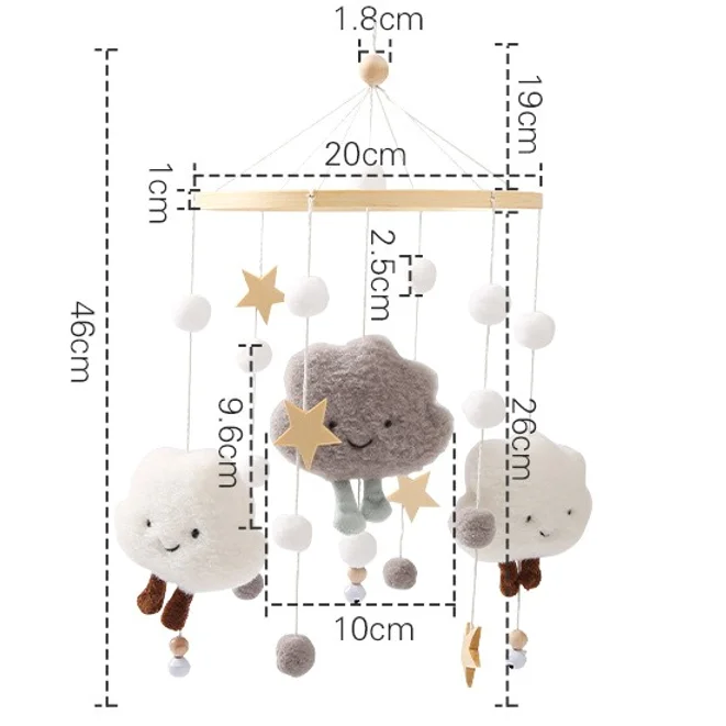 2-in-1 Baby Mobile Toy with Arm Holder Wooden Beads Stars Bed Hanger Nursery Decor for Boys & Girls Perfect Baby Shower Gift