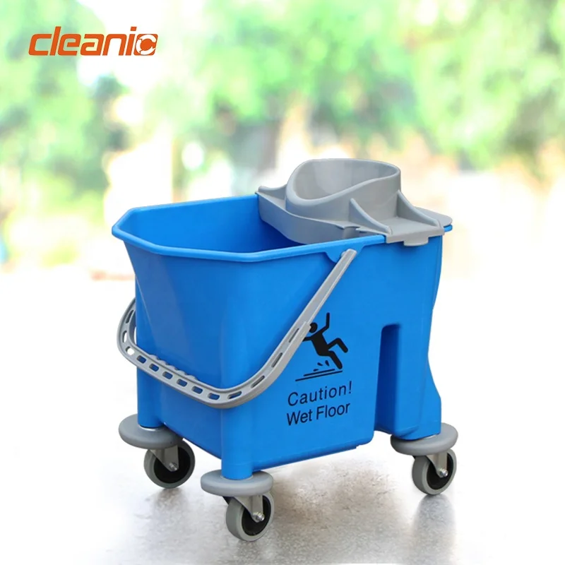 Color coded commercial mopping system red yellow blue green portable compact mop bucket cleaning cart on wheels