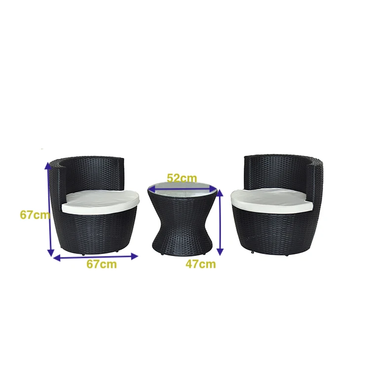
3pcs Bottle Chair set for small balcony outdoor table chair set rattan furniture space saving furniture 