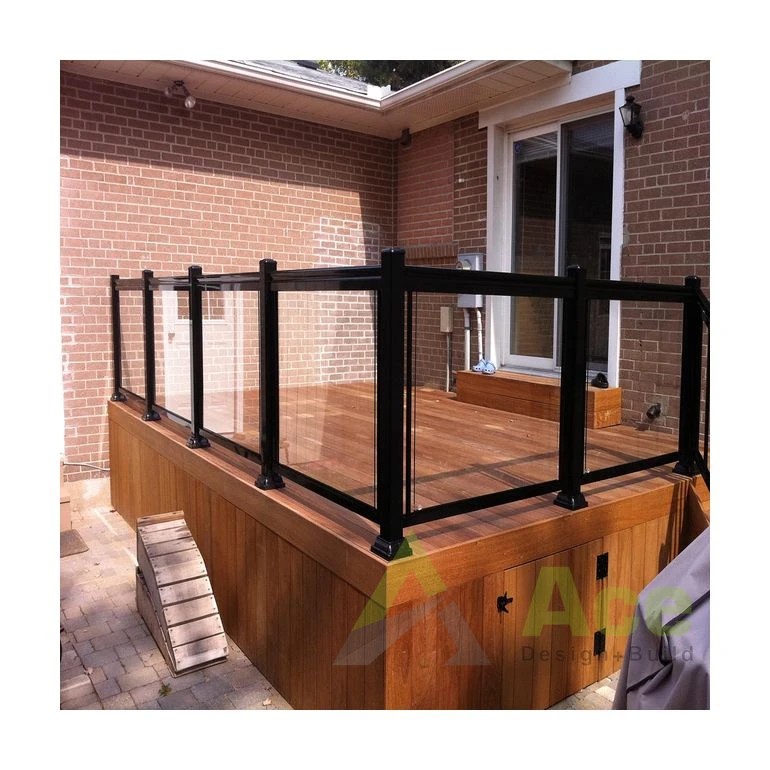 ACE Framed Glass Railing Aluminum Profile Post and Hnadrail Stair Balcony Railing System