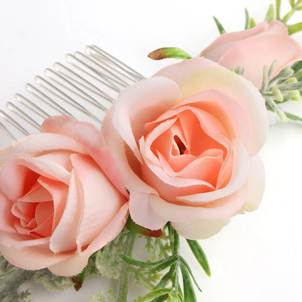 Qetesh Handmade Cloth Flower Bride Hair Comb Beach Wedding Headdress