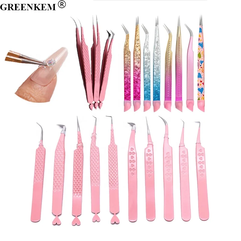 Розовый пинцет для ногтей 90 градусов