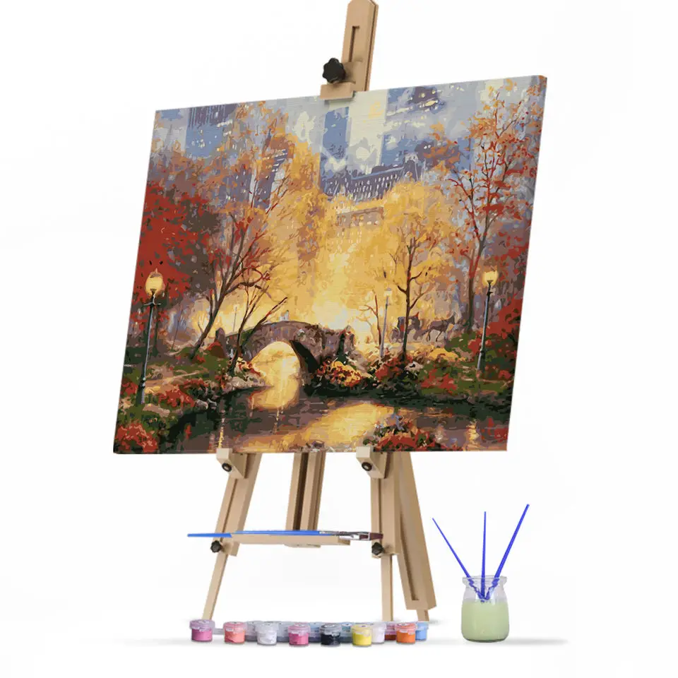 Wholesale Pop  Custom Pictures Manhattan City Night Scenery  Diy Oil Painting by Numbers for Adults