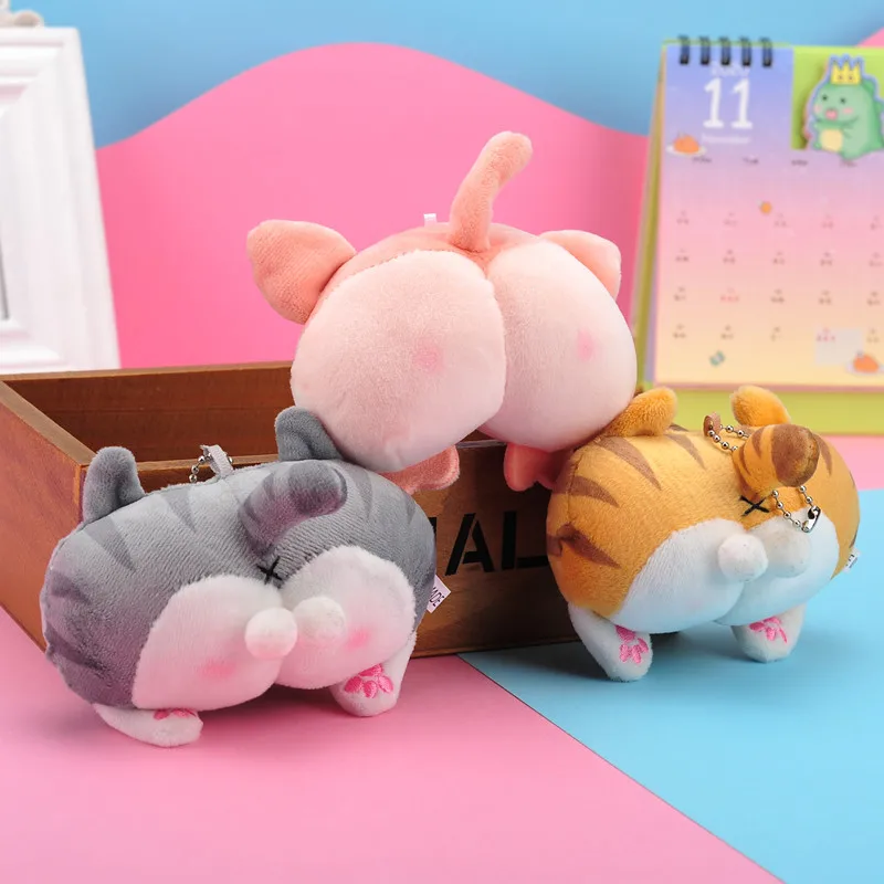 Peach Sheep Cute Sexy Corgis Dog Butt Plush Toy Stuffed Cat Tail Pink Ass Egg Chair Seat Cushion Sofa Decor Tkeychain for Boy