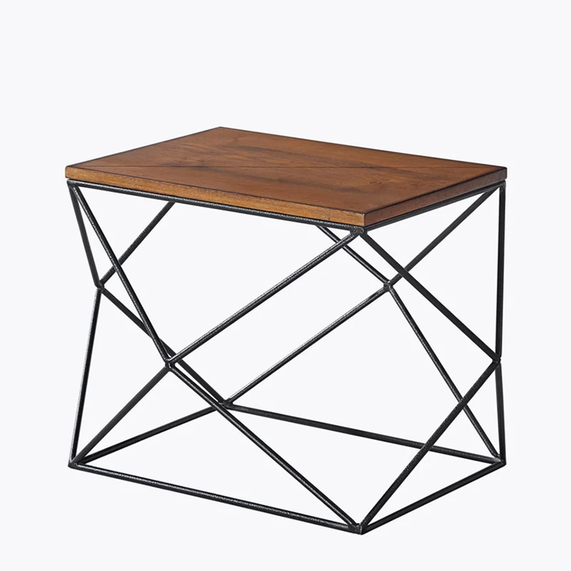 Top birch Wood various materials Wooden Top Wrought Iron Minimalist Office Home Living Room Furniture Luxury Coffee Table