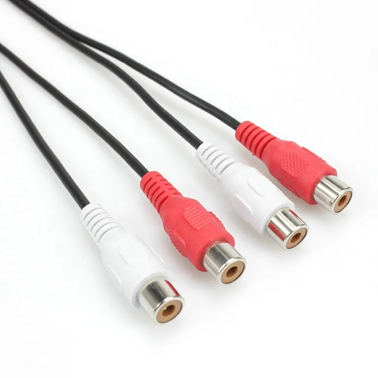 2 RCA Female Audio Cable For DVD Shield  Extension AV Cable