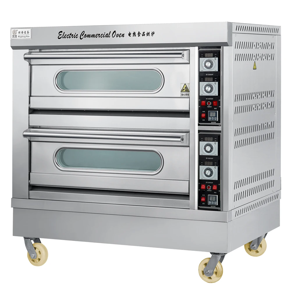 Китай (материк) ronghuang торговое оборудование 2 двухслойные 4 лоток двойная электрическая печь для пиццы для продажи