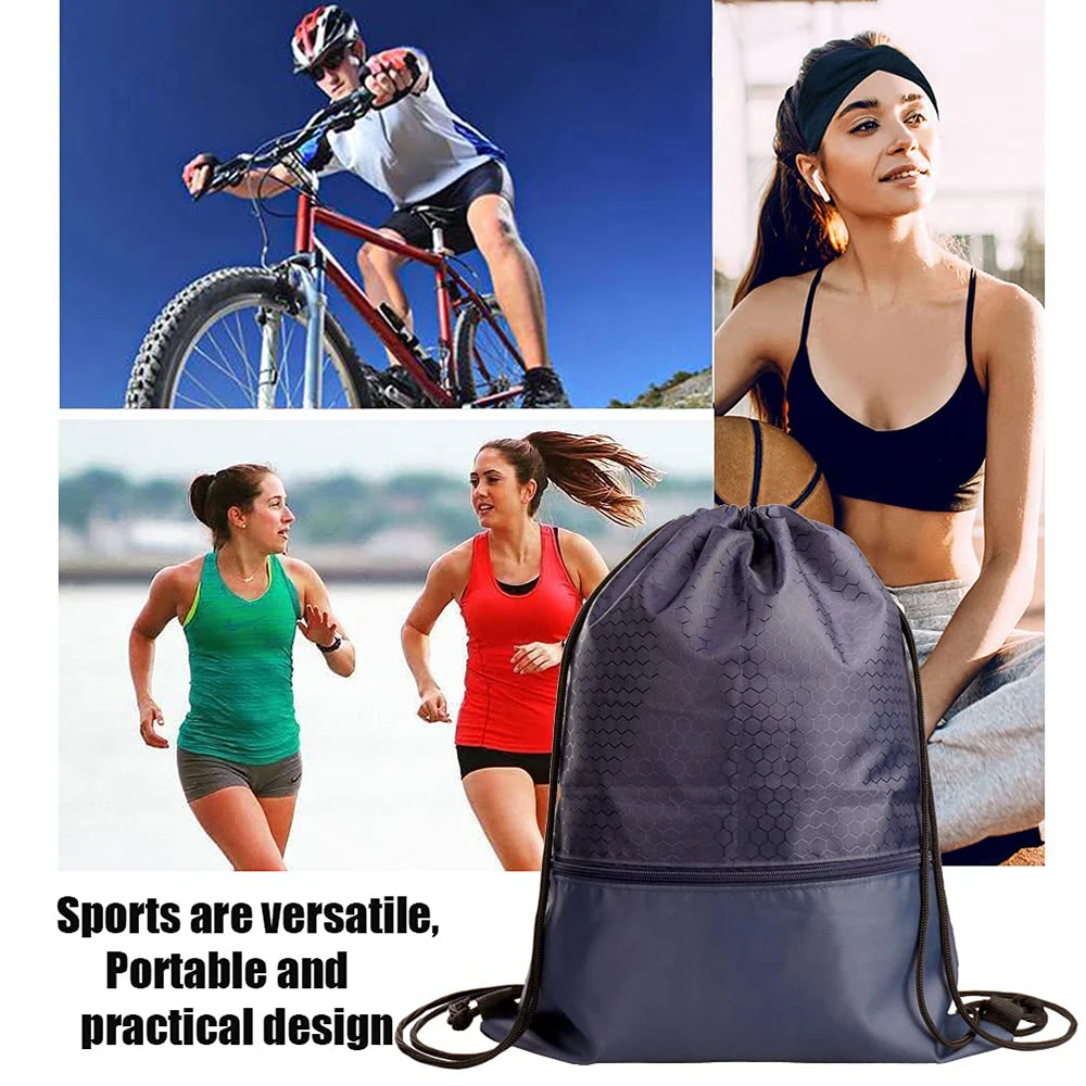 Wholesale Waterproof Large Capacity Polyester Drawstring Backpack Wet Dry Separate Nylon Waterproof Drawstring Bag