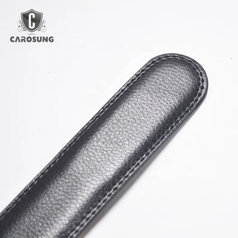 Carosung Slide Release Chrome Brushed Buckles Custom Leather Belts for Men Automatic Buckle in 32mm