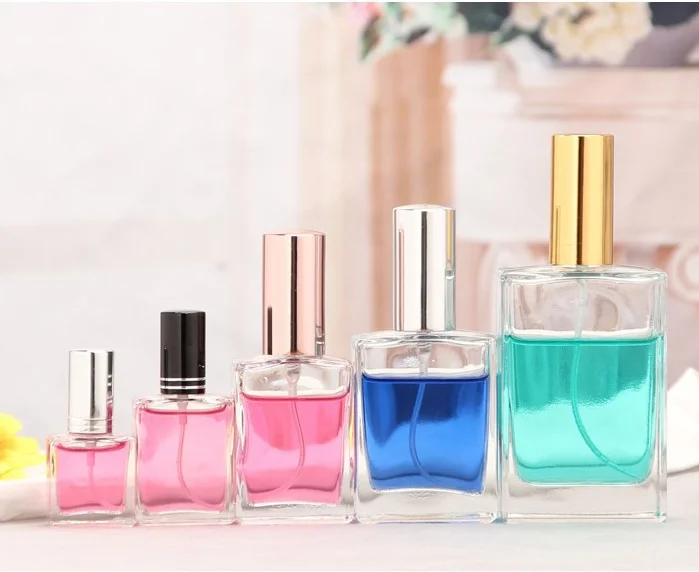 Factory direct wholesale 10/15/30/50/100ml flat square silk mouth screw mouth perfume glass spray bottle