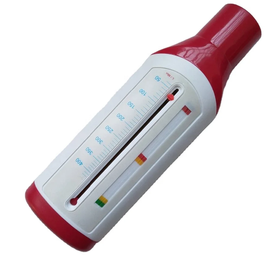 Portable medical breathing spirometer handheld plastic peak flow meter