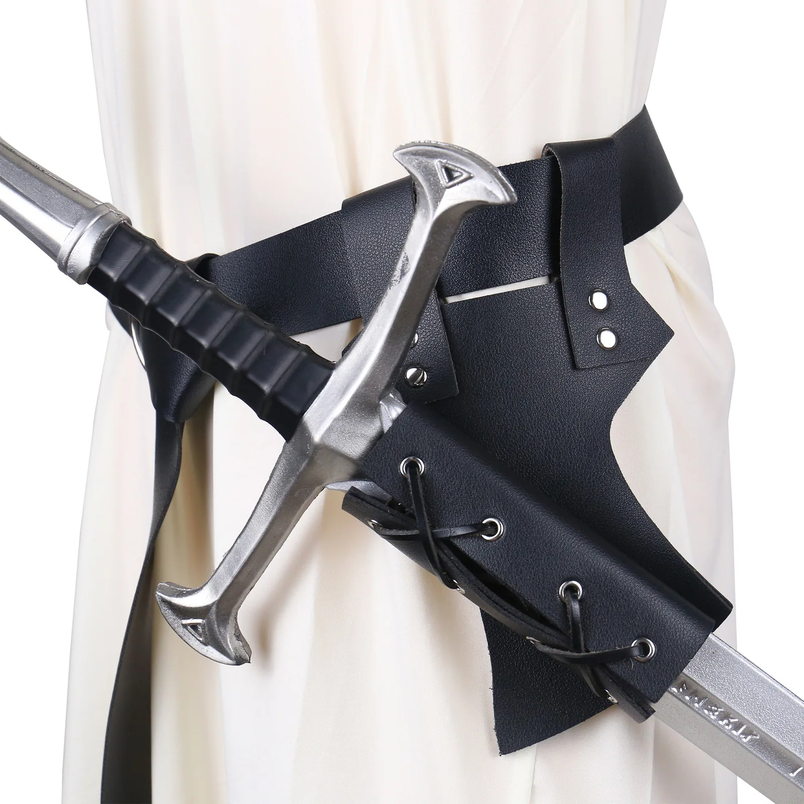 High Quality Medieval Leather Sword Viking Knight Belt Dagger Samurai Leather  Halloween Pu Leather Cosplay Sword Scabbard
