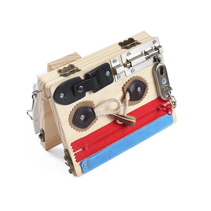 Wooden Early Educational Toy Multifunction Busy blocks Folding Busy Board Locking Game Montessori Educational Toys for Child