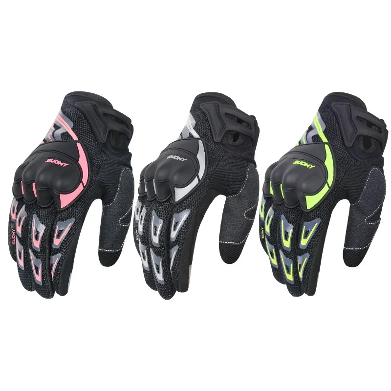 women men summer Non-slip Breathable Touch Screen pink Racing Motorcycle Gloves