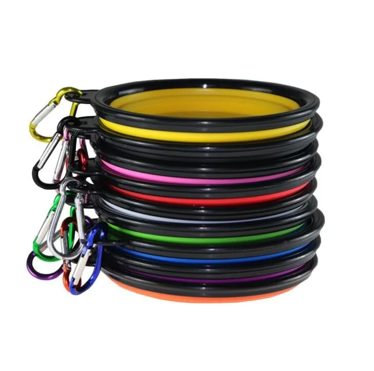 Hot Selling Collapsible Pet Dog Bowl,Silicone Portable Foldable Water Bowls with Carabiner Clip