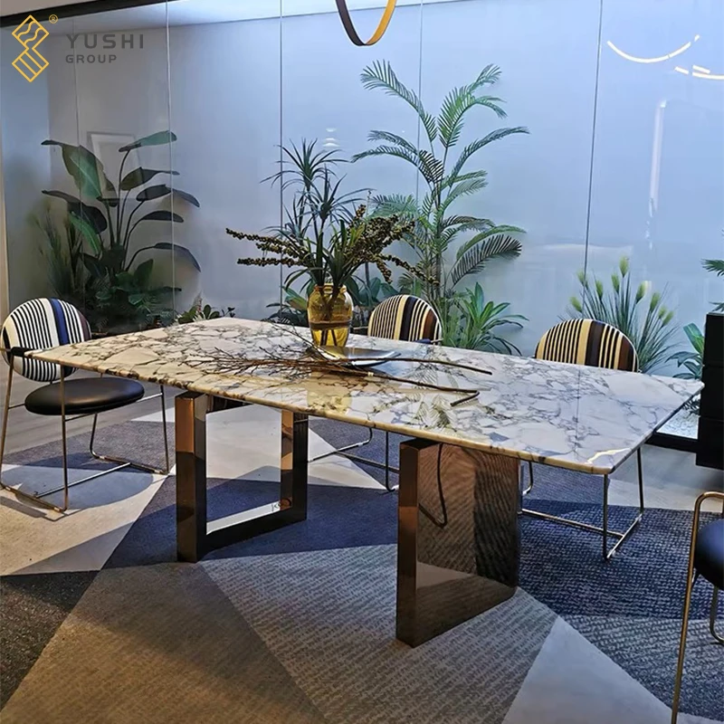 Yushi Group  New Contemporary Furniture Dinning Table Oreo grey Marble Dining Table