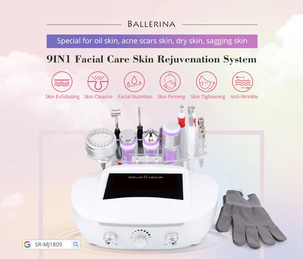 12 in 1 Multifunctional 3Mhz Ultrasonic Scrubber dermabrasion peeling positive negative ion micro current magic gloves machine