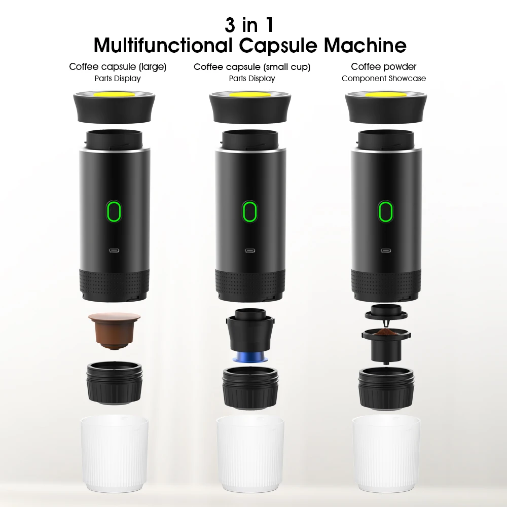 New Outdoor Automatic  Portable Espresso Machine Coffee Maker Powder Coffee And Capsule Coffee For Travel Rechargeable Battery