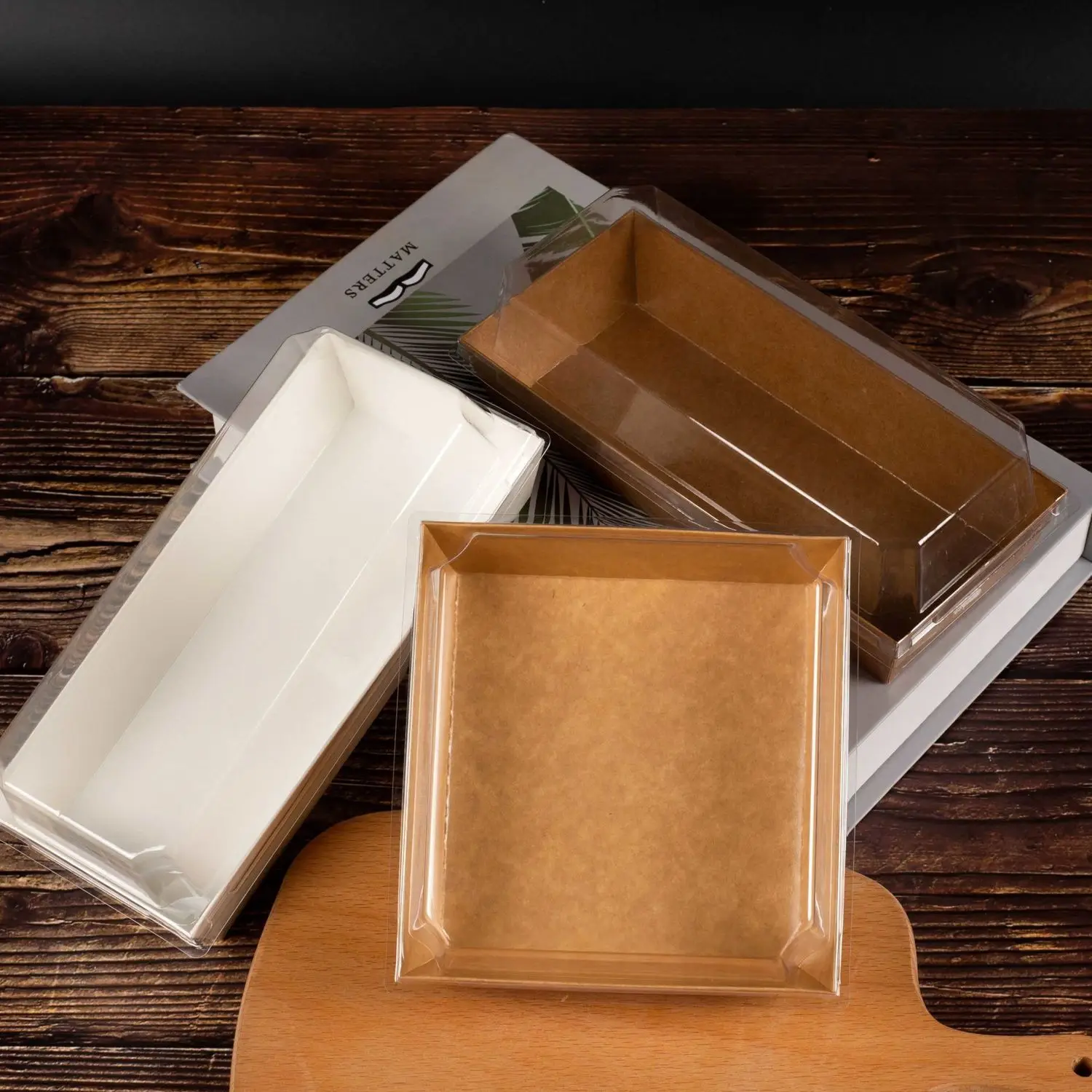 Wholesale Custom Logo Donut Dessert Puff Biodegradable Packaging Box Bakery Sushi Cake Paper Packaging Fast Food Delivery Box