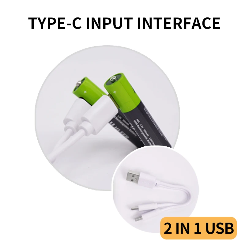 Factory Hot Sale AAA 666mWh 400mAh 1200 Cycles Rechargeable Li-ion Battery With Type C Port For Home