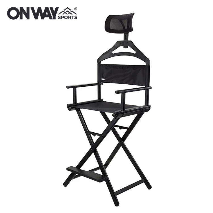 Custom Lightweight Portable Aluminum Folding Director Makeup Chair WIth Headrest