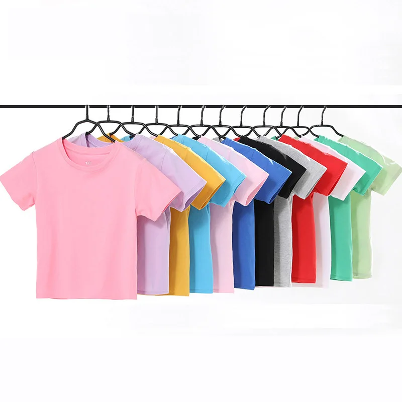 Popular Summer Blue Green Red Yellow T Shirt School Uniform For Girl Boy Clothes 2 3 4 5 6 7 8 9 10 11 12 years Tee