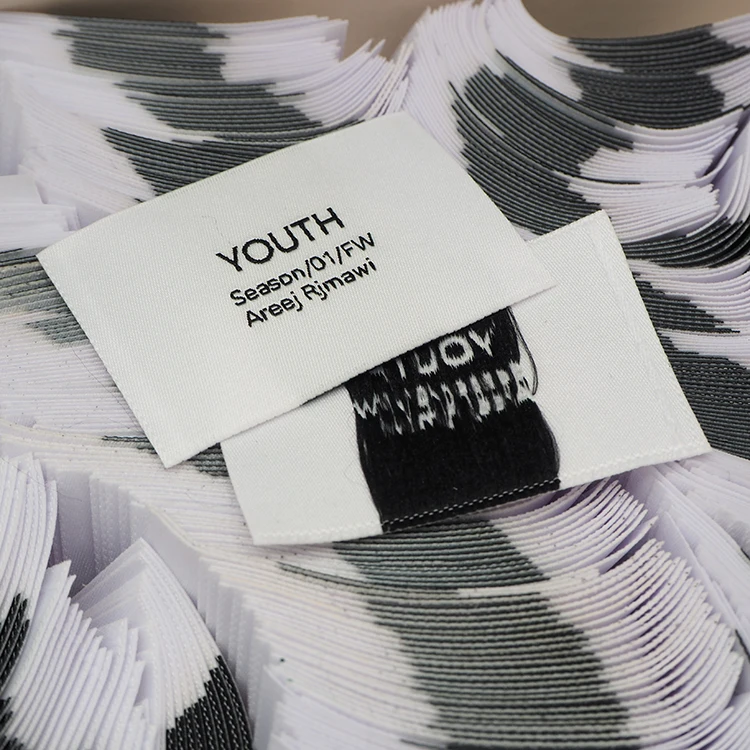 High Quality Clothing Customized Black Satin Woven Label Wholesale Brand Garment Accessories Custom Woven For All Clothing Label