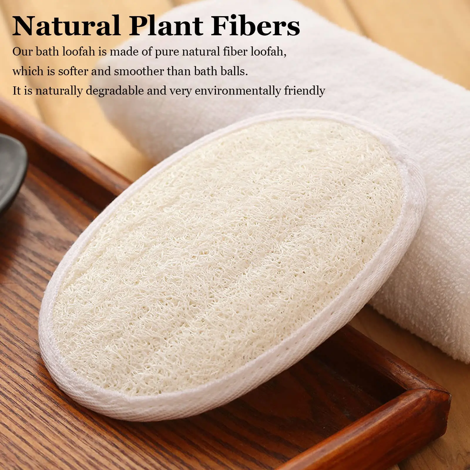 Lalasis 100% organic natural oval shape exfoliating loofah pad hemp bath sponge pads