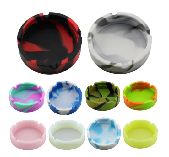Creative can be customized logo silicone ashtray fall resistant easy to clean high temperature round ashtray