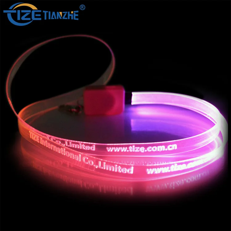 
2021 TIZE Led Flashing Light Up Color Changing Custom Glow In The Dark Lanyard 
