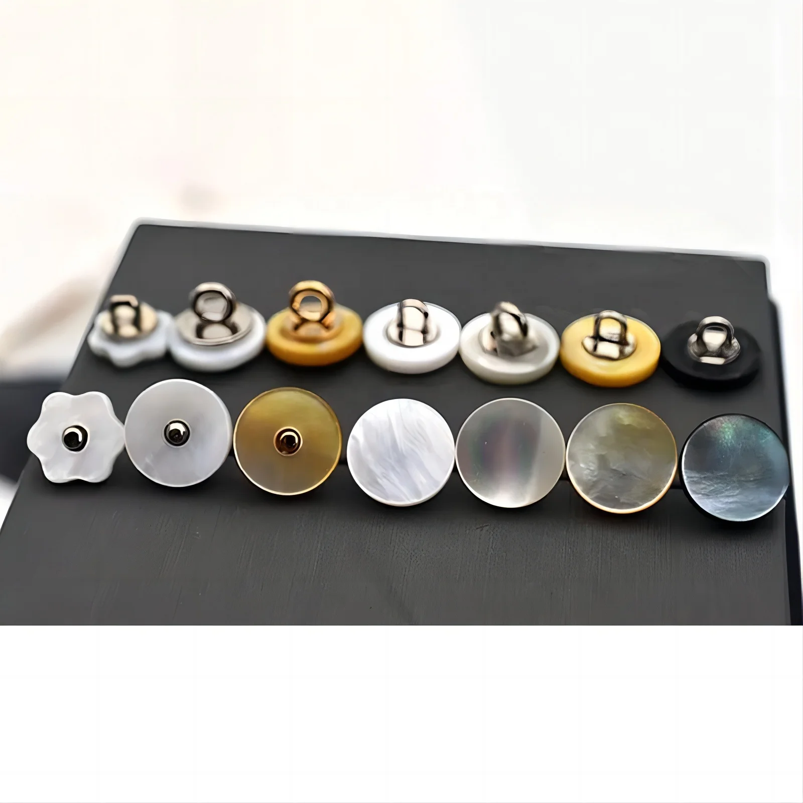 10MM 11.5MM 12.5MM 15MM 18MM 20MM 23MM 25MM Mother of Shell Pearl Alloy Hand Sewing Sew Shank Button