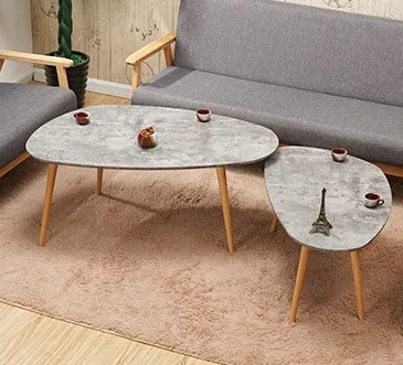 Nordic Leisure Low Height Furniture Design Triangle Tea Table Sets MDF Top Wooden Legs Coffee Table For Restaurant Coffee Shop