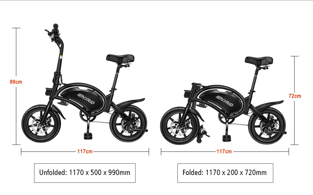 Ienyrid iE-B2 400W 7.5Ah 48V 45км/ч два колеса Электрический цикл детский велосипед трехколесный способный преодолевать Броды для взрослых стандарта ЕС США склад