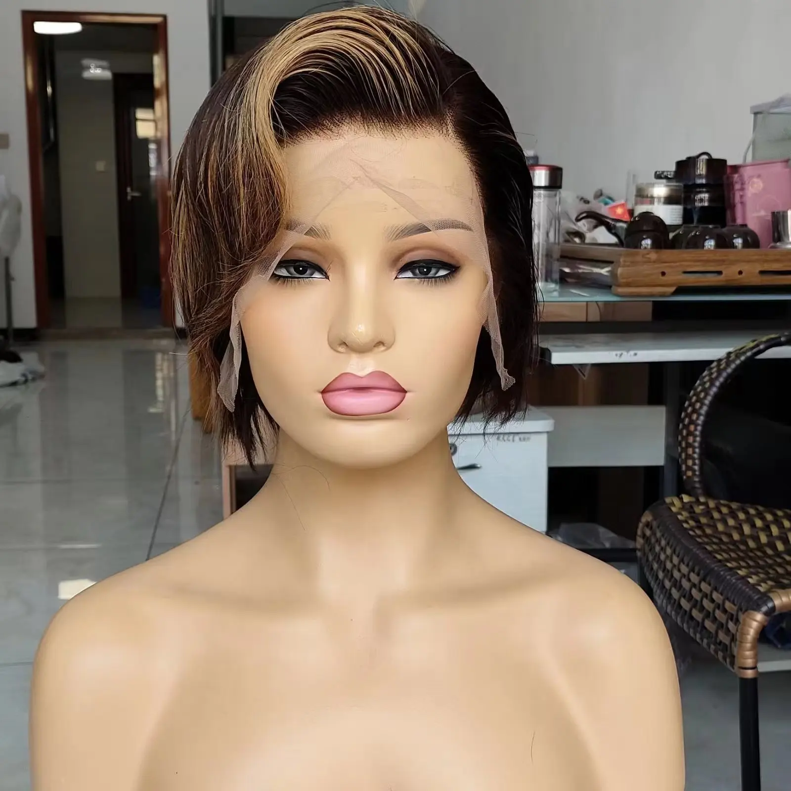 Amara best top quality pixie wig whit frontal pixie cut human hair wig  short wig 100 human in qingdao wherehouse