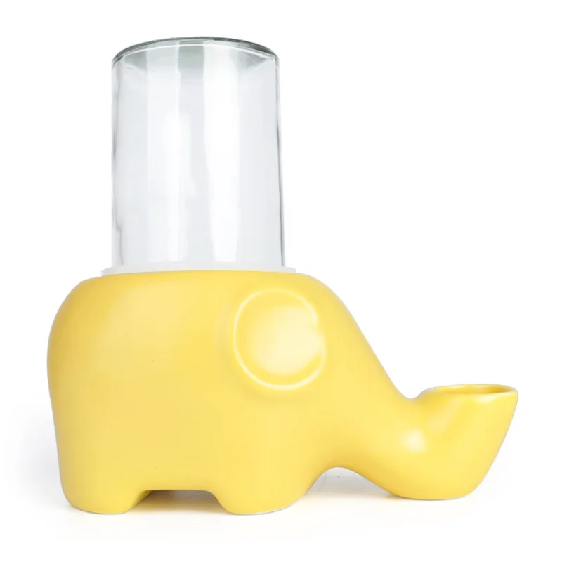 Cat water dispenser not wet mouth water bowl automatic refill ceramic cat bowl ceramic cartoon elephant water dispenser