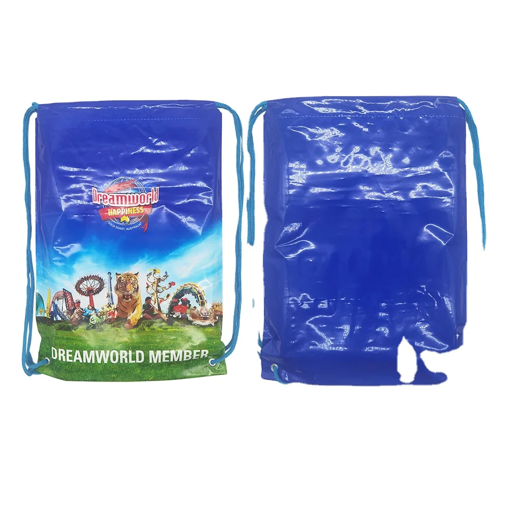 2023 дешевые пластиковые водонепроницаемые Рюкзаки на шнурке с логотипом под заказ, сумка для покупок