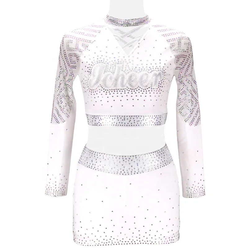 OEM Factory Direct Supply White Cheerleading Uniform Custom Cheer Practice Wear Dance Uniforms For Adults