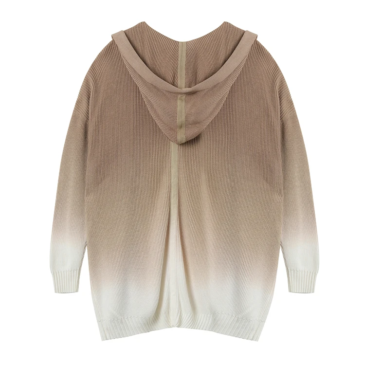 2022 New Design China Manufacturer Knitted Hooded Cardigans Sweater Oversize Loose Gradient Sweaters For Women