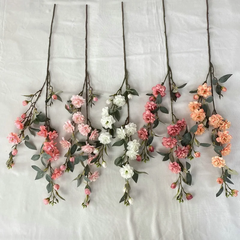 H-655 Coated cloth long only camellia home hotel shopping mall wedding display decoration simulation flower bouquet