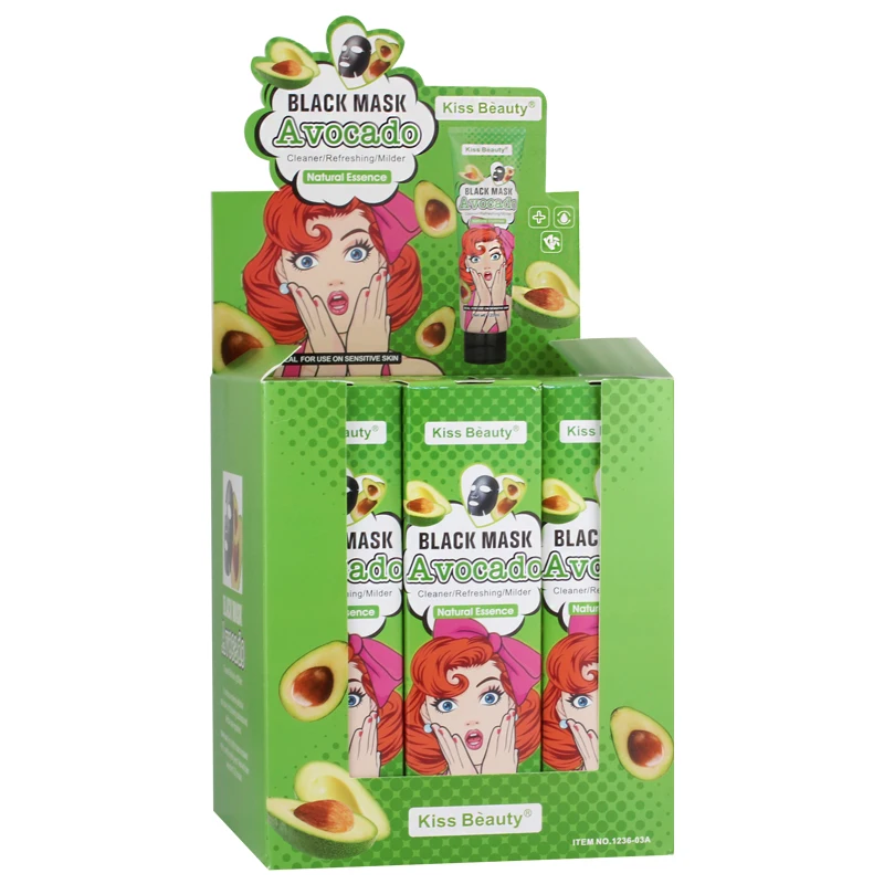 Avocado Black Facial Mask Natural Essence Cleaning Refreshing Black Clay Mask Private Label