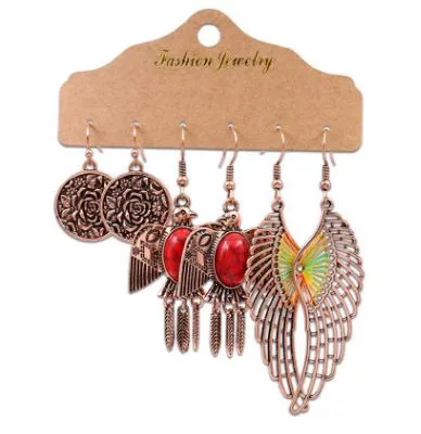 
Vintage Boho Ethnic Simple Round Rose Wing Bird Dangle Drop Earrings for Women Fashion Jewelry Hanging Earrings jewelry 