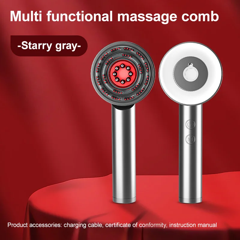 Infrared Red Light Therapy High-frequency Vibration Hair Massage Brush Oil Electric Scalp Applicator Massager for Hair Growth