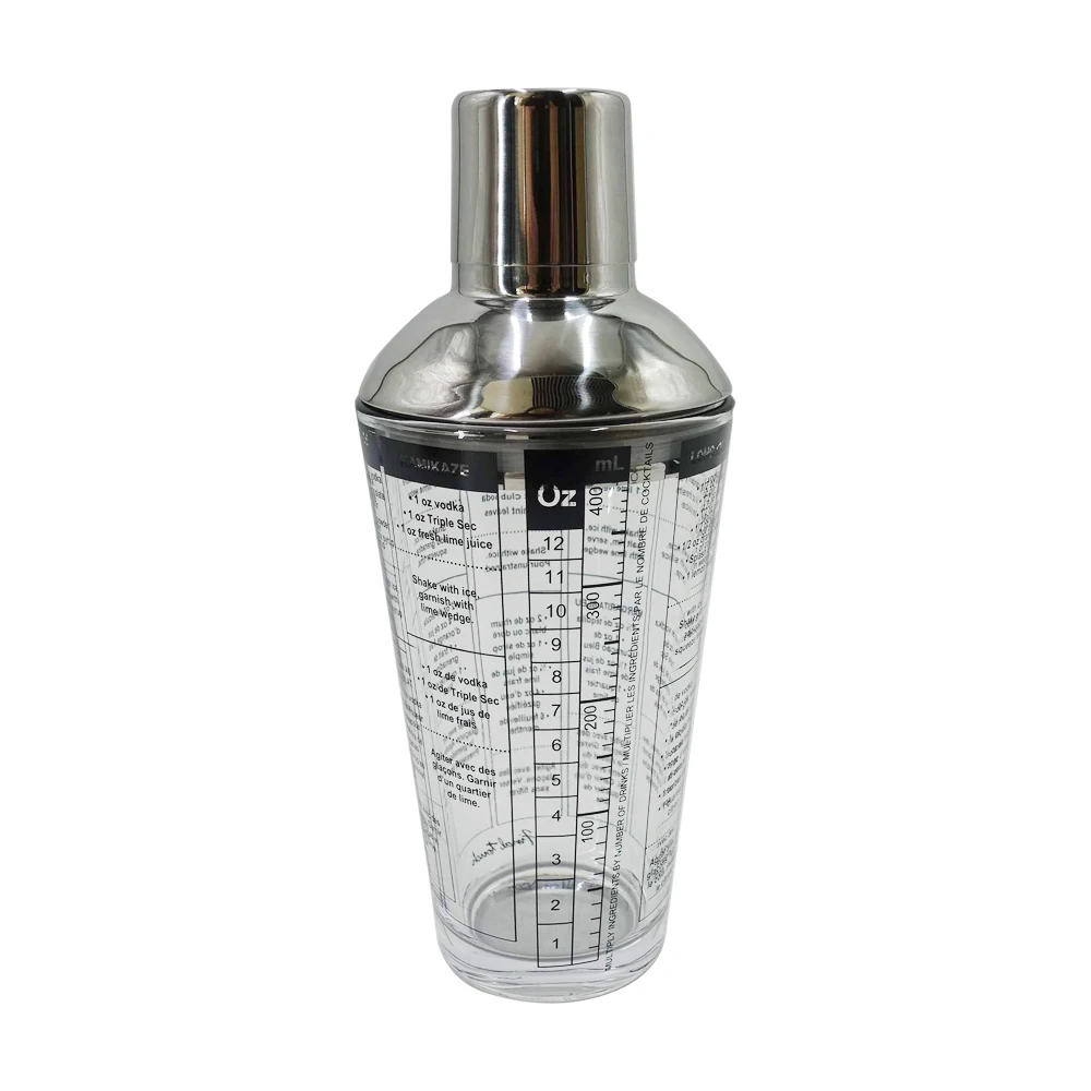 400ml Glass Wine Mixer Set Stainless Steel Glass steel shaker bottle Milk Tea glass shaker bottle