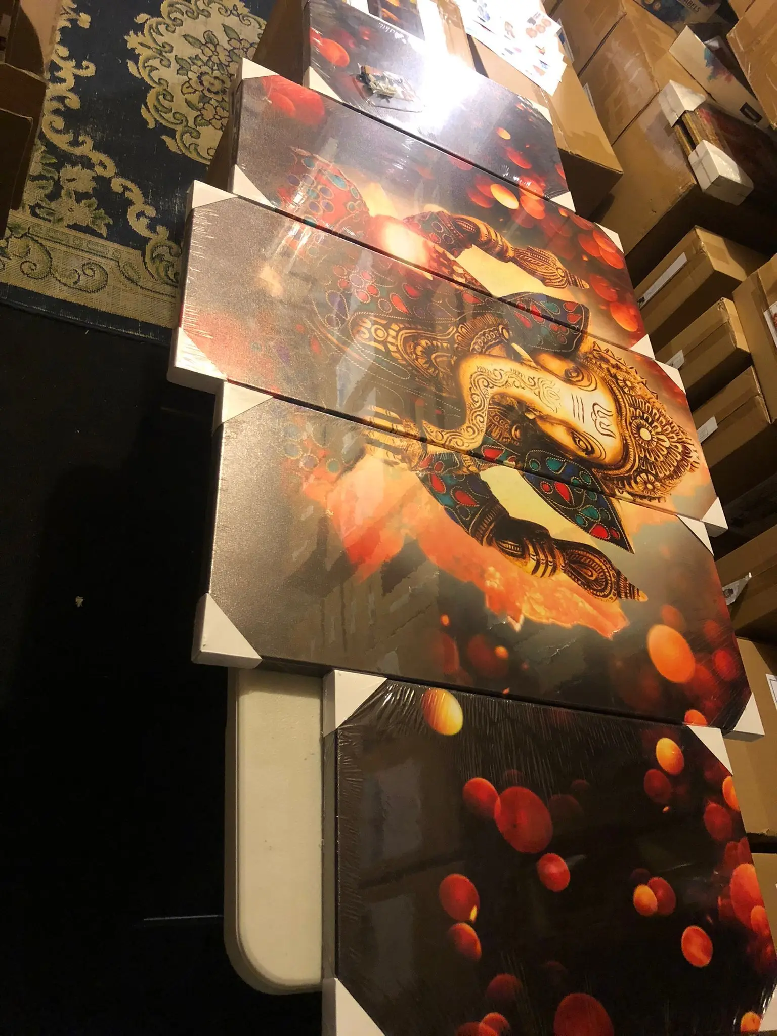 Wall Canvas Print Custom 5 pcs a set Shiva-Parvati Temple Hindu HD Printed Painting Canvas for Living Room Decor