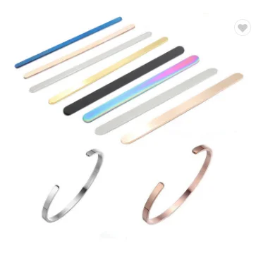 Wholesale DIY Bending Flat Cuff Bracelet Blank Stainless Steel Straight Bangle Bar Straight Cuff Bracelet For Engraving