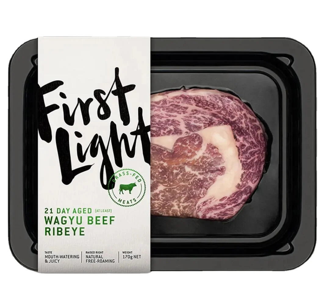 Custom Printed Eco Food Paper Packaging Sleeve for Supermarket Retail Sales Chicken Breast Pork Steak Beef Meat Packaging