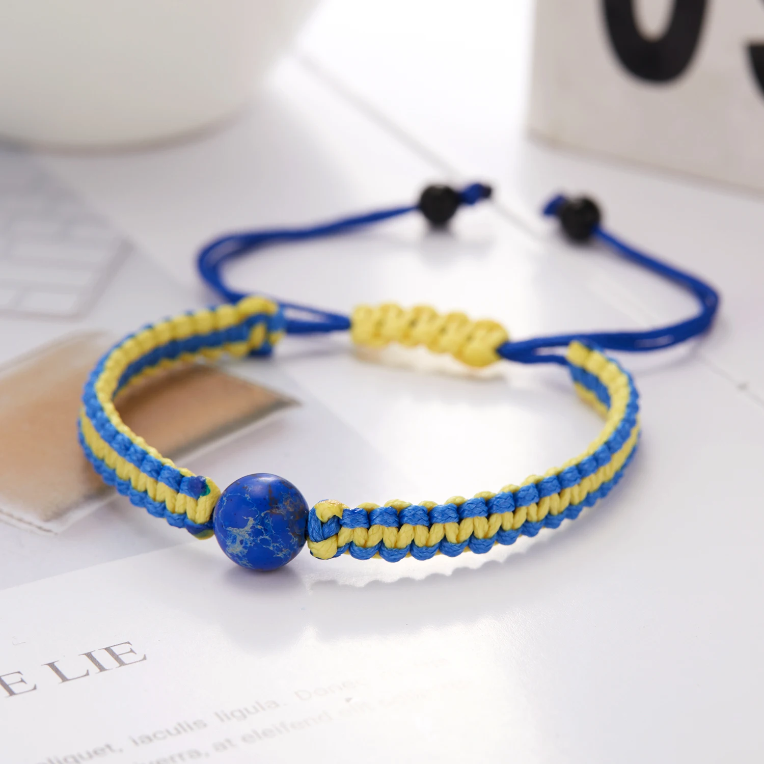 Ukraine Bracelet Blue Yellow Handmade Woven Braided Rope Ukranian Country Flag Bracelet Men Women Kids Wristband Cuff