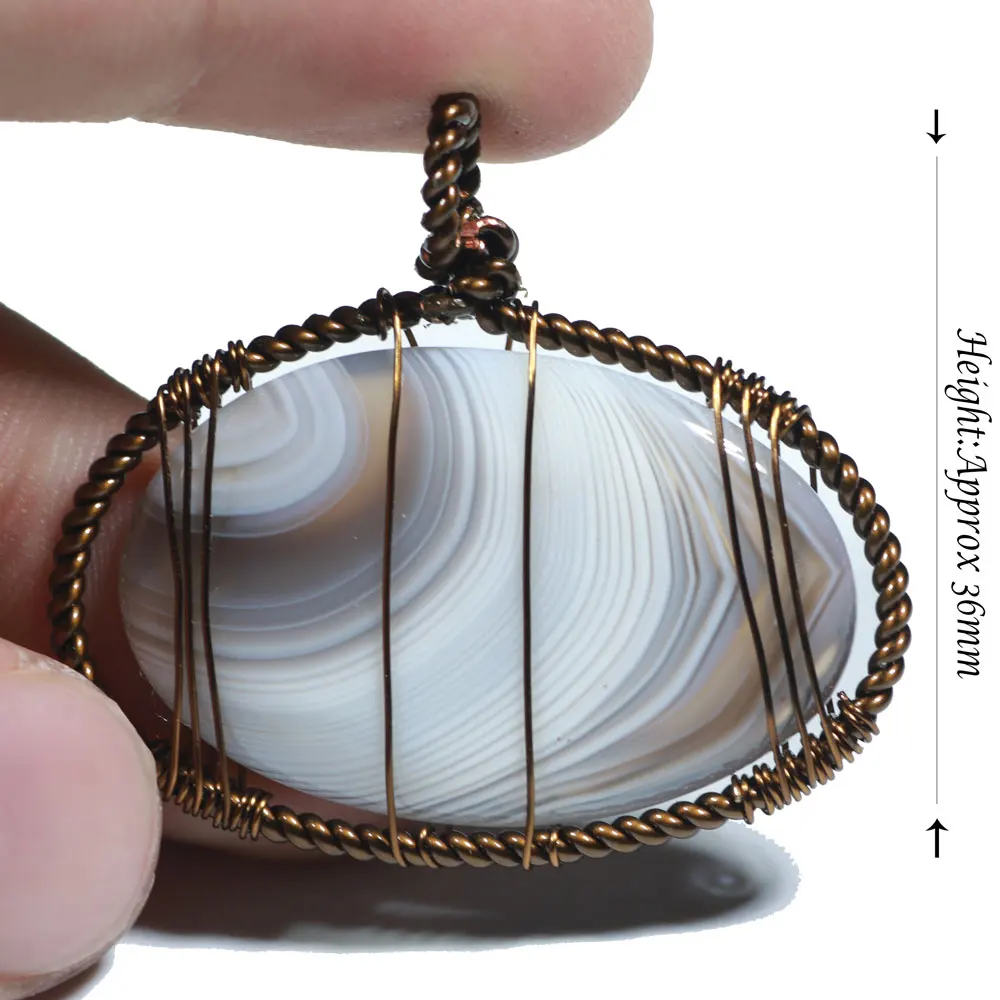 2022 New Arrivals Persian Agate Stone Necklace, Irregular Natural Botswana Agate Wire Wrapped Tumbled Stone Pendants Necklace