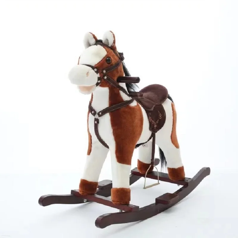 2022 Baby kids toys plush rocking horse deer animals ride on rocker