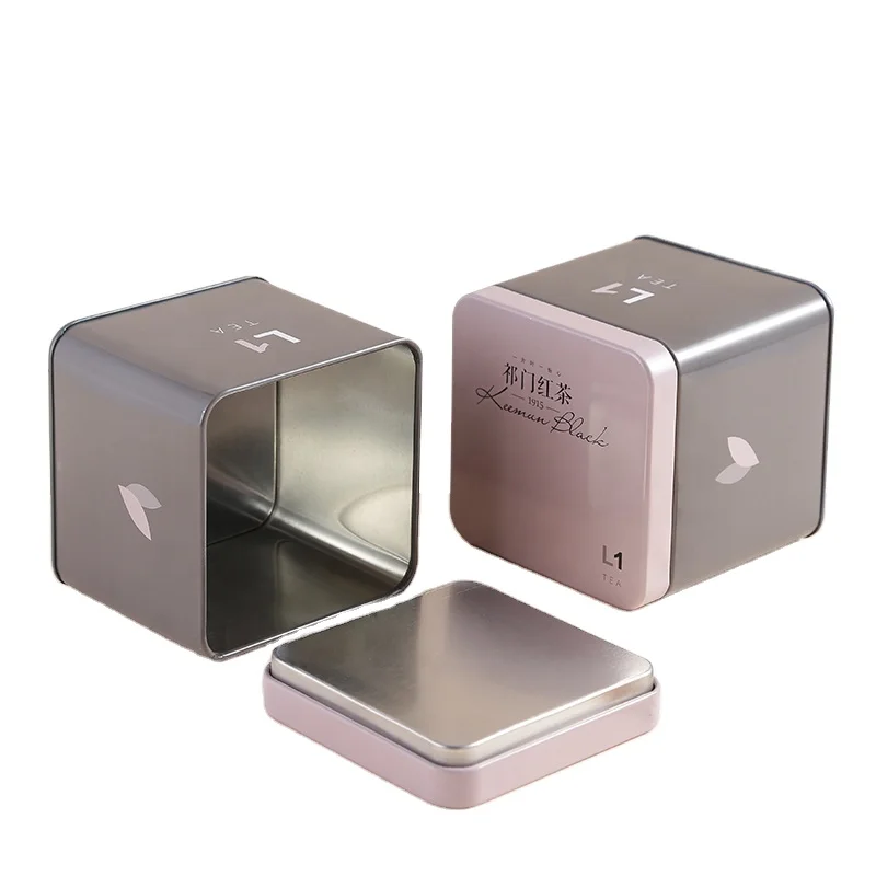 Customized metal square tea tin box printed design food grade tea tin can